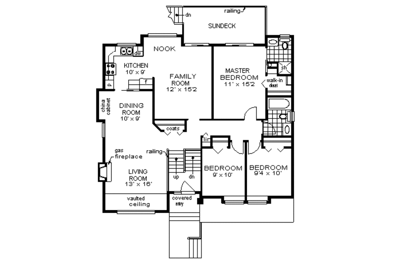 European Style House Plan - 3 Beds 2 Baths 1367 Sq/Ft Plan #18-303 ...