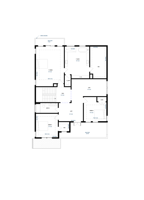 Home Plan - Floor Plan - Upper Floor for Modern House Plan #1129-23 - 4 bed, 3 bath