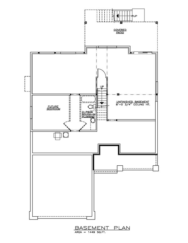 House Design - Floor Plan - Lower Floor for Craftsman House Plan #1100-149 - 3 bed, 2 bath