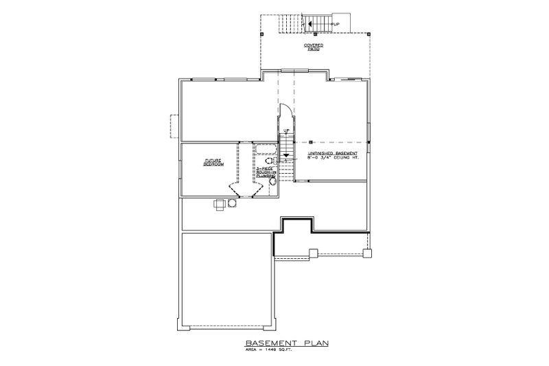 House Design - Floor Plan - Lower Floor for Craftsman House Plan #1100-149 - 3 bed, 2 bath