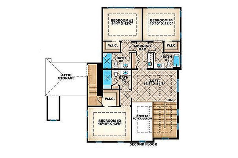 Home Plan - Colonial Floor Plan - Upper Floor Plan #27-459