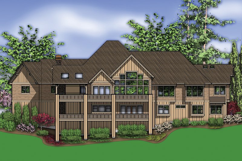 Home Plan - Rear View - 5100 Square foot Craftsman home
