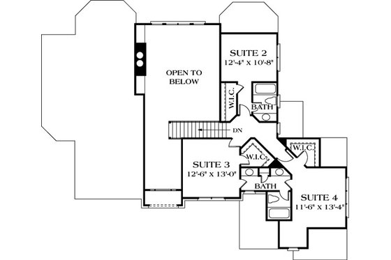 Floor Plan - Upper Floor for Traditional House Plan #453-32 - 5 bed, 4.5 bath