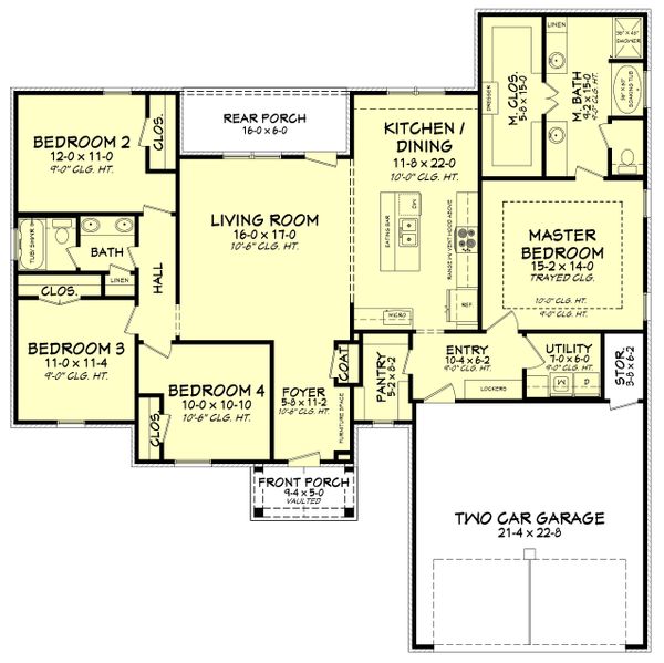 Home Plan - Southern Floor Plan - Main Floor Plan #430-183