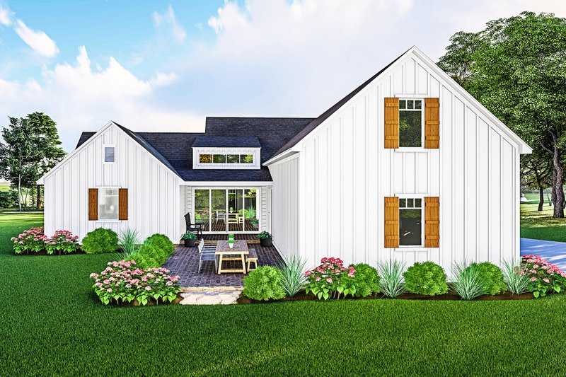 Dream House Plan - Exterior - Rear Elevation for Farmhouse House Plan #406-9667 - 3 bed, 2 bath