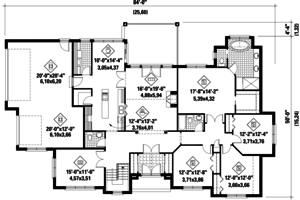 Floor Plan - Main Floor for European House Plan #25-4446 - 4 bed, 2 bath