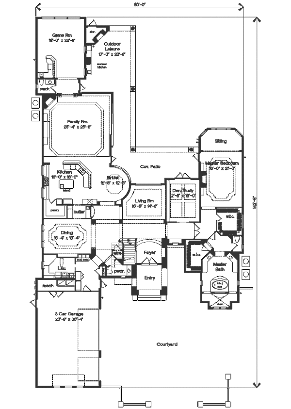Mediterranean Floor Plan - Main Floor Plan #135-158