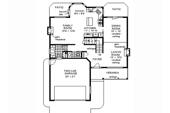 Floor Plan - Main Floor for Traditional House Plan #18-269 - 3 bed, 2.5 bath