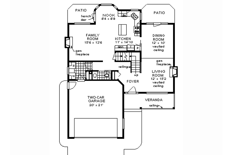 Home Plan - Floor Plan - Main Floor for Traditional House Plan #18-269 - 3 bed, 2.5 bath