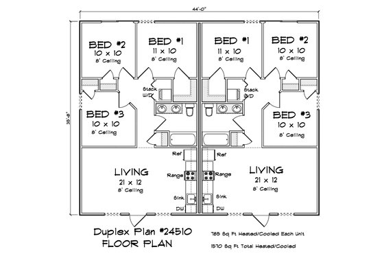 Floor Plan - Main Floor 1 for Cottage House Plan #513-2303 - 3 bed, 1 bath
