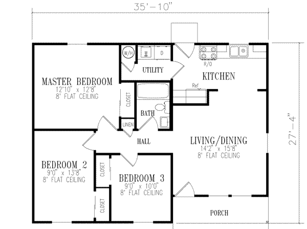 Ranch Floor Plan - Main Floor Plan #1-129