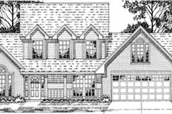 Exterior - Front Elevation for Traditional House Plan #42-218 - 4 bed, 2.5 bath