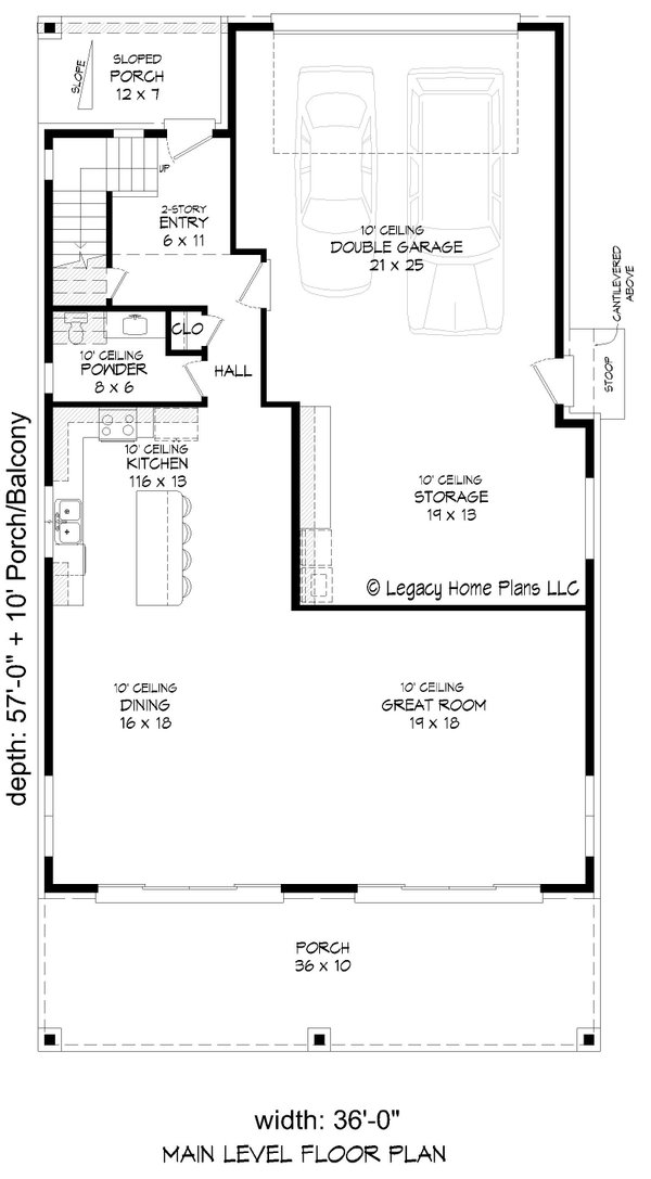 Contemporary Floor Plan - Main Floor Plan #932-934