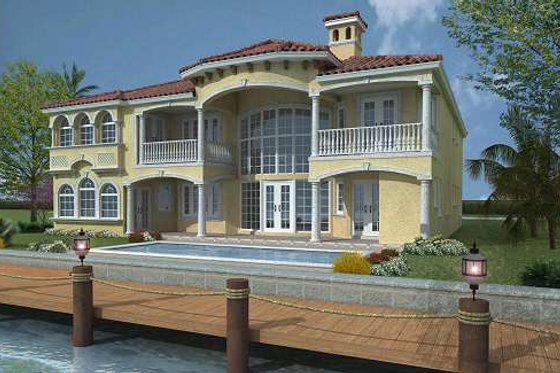 Exterior - Rear Elevation for Mediterranean House Plan #420-191 - 6 bed, 7.5 bath
