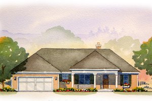 Exterior - Front Elevation for Ranch House Plan #901-63 - 3 bed, 2.5 bath