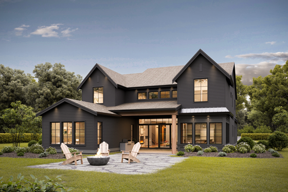 Exterior - Rear Elevation for Farmhouse House Plan #1114-21 - 4 bed, 4.5 bath