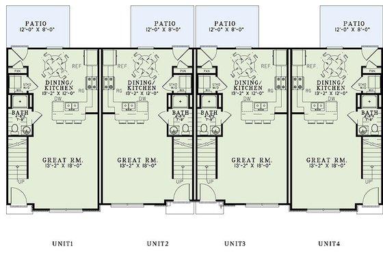 Floor Plan - Main Floor for Traditional House Plan #17-2468 - 2 bed, 2 bath
