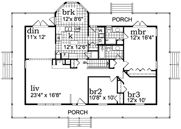 House Blueprint - Farmhouse Floor Plan - Main Floor Plan #47-648