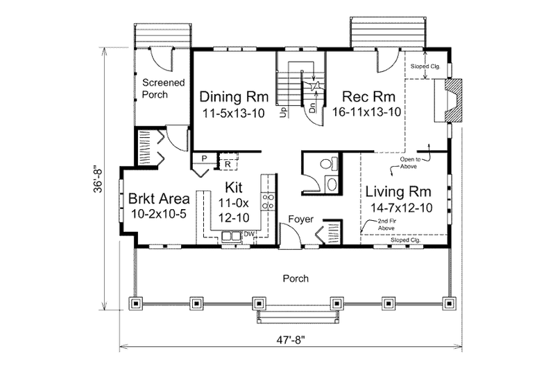 Home Plan - Floor Plan - Main Floor for Country House Plan #57-440 - 3 bed, 2.5 bath
