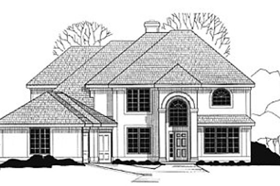 Exterior - Front Elevation for European House Plan #67-178 - 4 bed, 4 bath