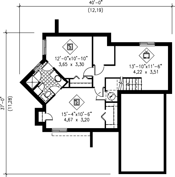 Traditional Floor Plan - Lower Floor Plan #25-1198