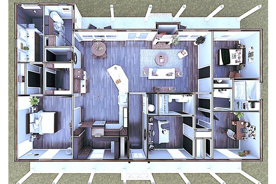 Floor Plan - Main Floor 2 for Farmhouse House Plan #44-281 - 4 bed, 3 bath
