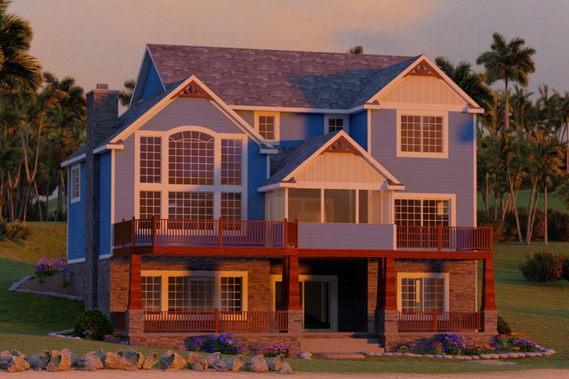 House Blueprint - Exterior - Rear Elevation for Craftsman House Plan #1064-14 - 3 bed, 2.5 bath