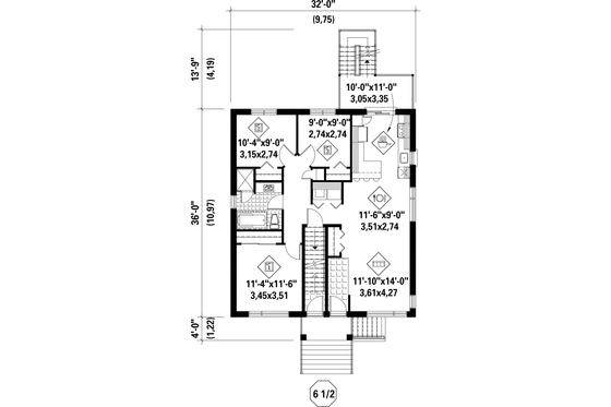 Floor Plan - Main Floor for Contemporary House Plan #25-4557 - 7 bed, 3 bath