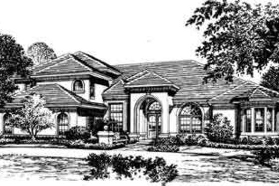 Exterior - Front Elevation for European House Plan #135-118 - 4 bed, 4.5 bath