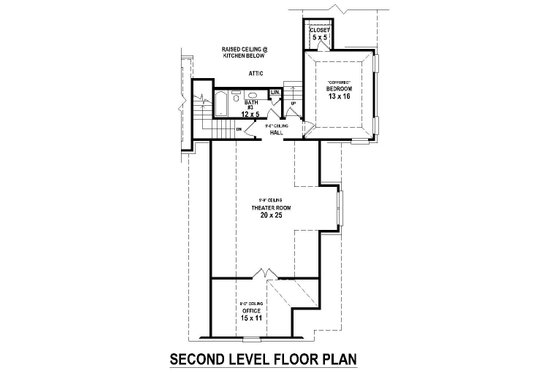 Upper Level Floor Plan - 5500 square foot European home
