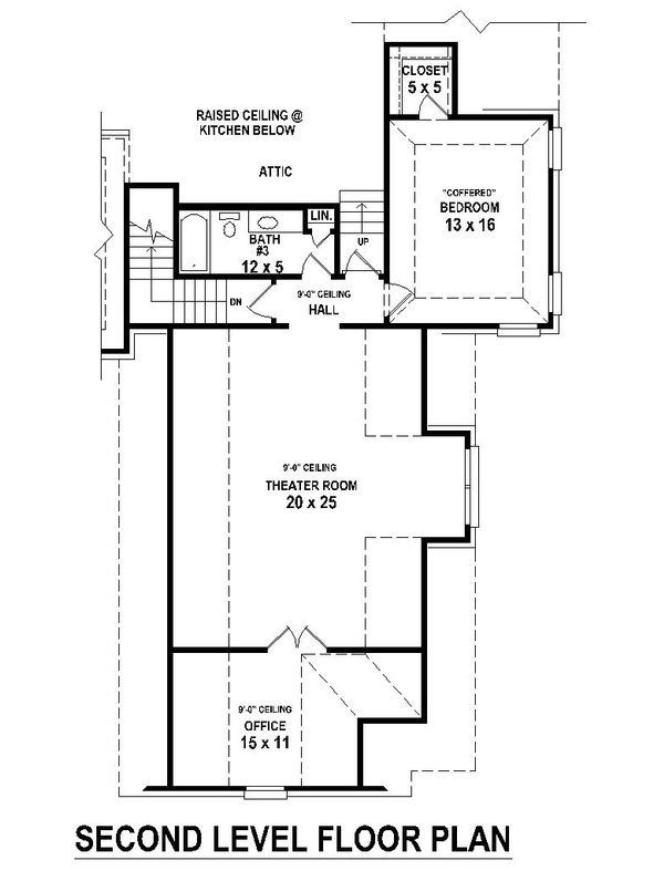 Upper Level Floor Plan - 5500 square foot European home