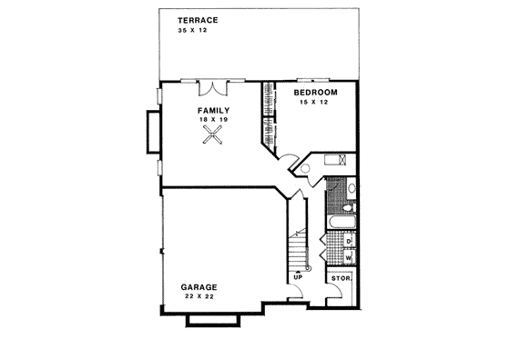 Floor Plan - Lower Floor for European House Plan #56-223 - 5 bed, 4 bath