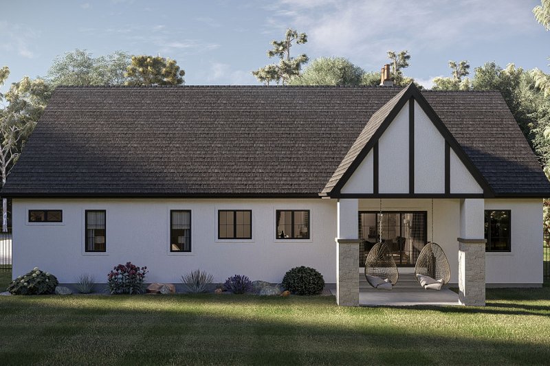Architectural House Design - Exterior - Rear Elevation for Tudor House Plan #455-796 - 3 bed, 2 bath