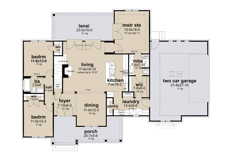 Architectural House Design - Floor Plan - Main Floor for Cottage House Plan #120-298 - 3 bed, 2 bath