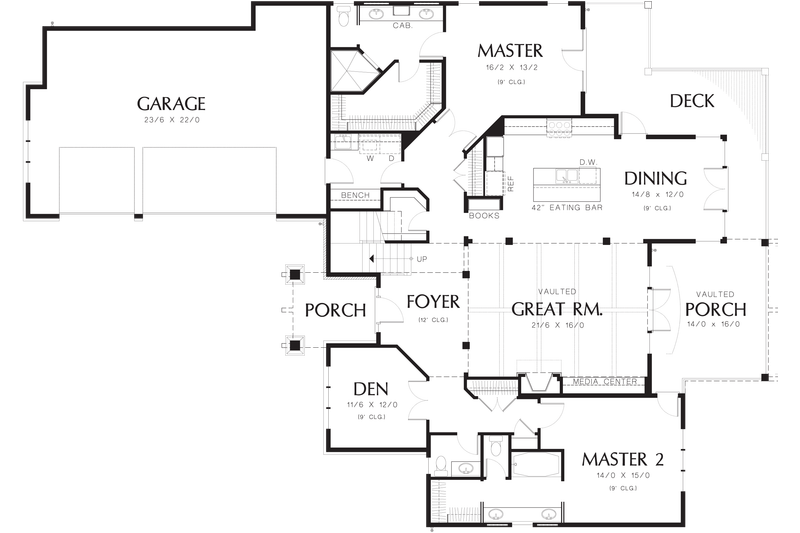 Architectural House Design - Craftsman style house plan, main level floor plan