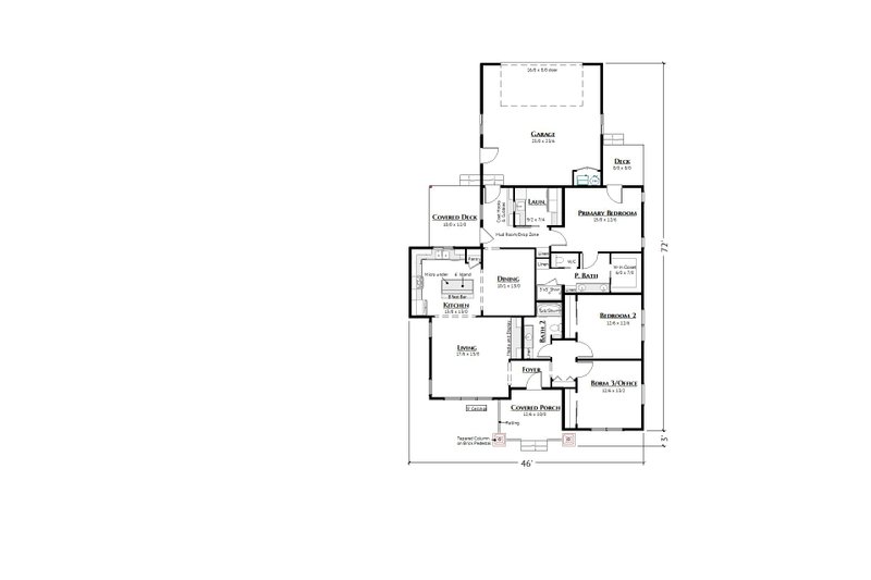 Home Plan - Floor Plan - Main Floor for Craftsman House Plan #1099-4 - 3 bed, 2 bath