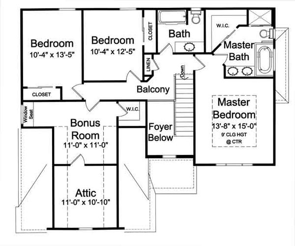 Traditional Floor Plan - Upper Floor Plan #46-495