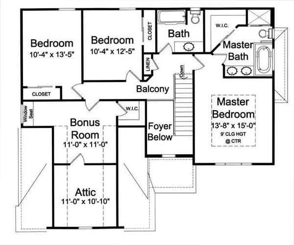 Dream House Plan - Traditional Floor Plan - Upper Floor Plan #46-495