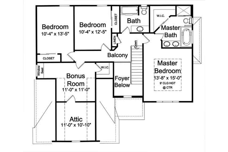 Dream House Plan - Floor Plan - Upper Floor for Traditional House Plan #46-495 - 4 bed, 2.5 bath