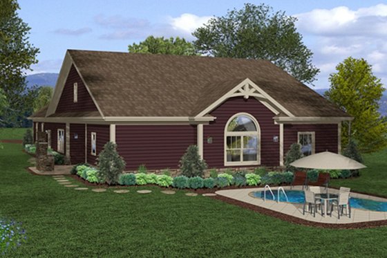 Exterior - Rear Elevation for Craftsman House Plan #56-698 - 3 bed, 2.5 bath