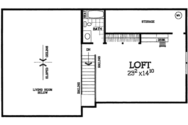 Architectural House Design - Floor Plan - Upper Floor for Cottage House Plan #72-117 - 2 bed, 3 bath