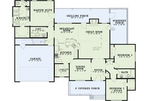 Floor Plan - Main Floor for Ranch House Plan #17-2061 - 3 bed, 2 bath