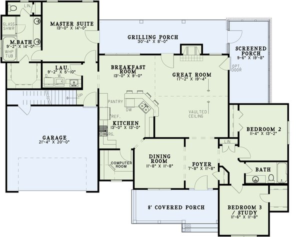 Home Plan - Ranch Floor Plan - Main Floor Plan #17-2061