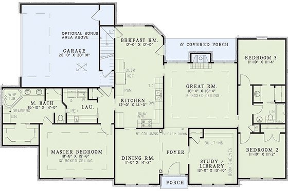 Floor Plan - Main Floor for European House Plan #17-111 - 3 bed, 2 bath