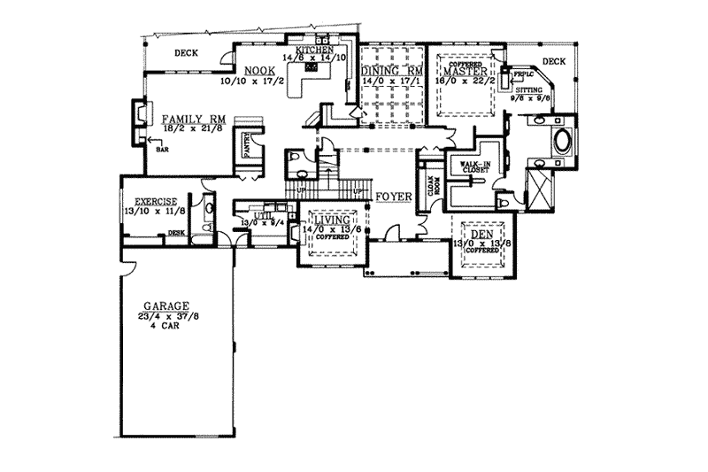 Home Plan - Floor Plan - Main Floor for Traditional House Plan #97-215 - 4 bed, 4.5 bath