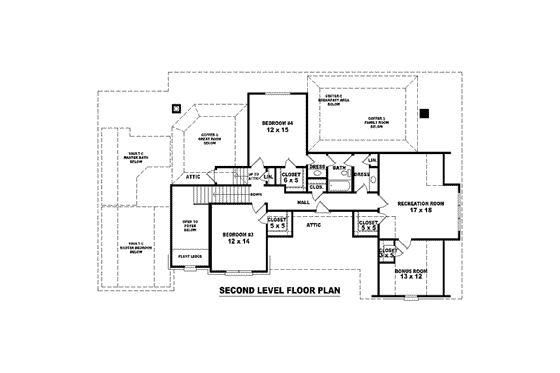 Floor Plan - Upper Floor for Colonial House Plan #81-1581 - 3 bed, 3 bath
