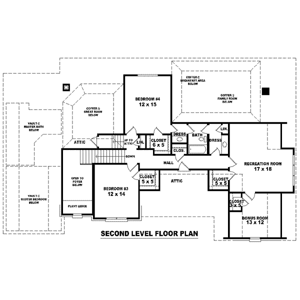 Floor Plan - Upper Floor for Colonial House Plan #81-1581 - 3 bed, 3 bath