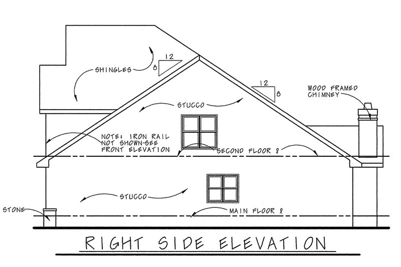 House Blueprint - Exterior - Front Elevation 6 for European House Plan #20-1231 - 3 bed, 2.5 bath