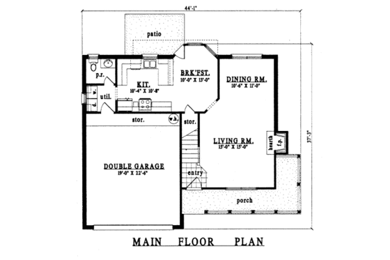 Floor Plan - Main Floor for Country House Plan #42-194 - 3 bed, 2.5 bath