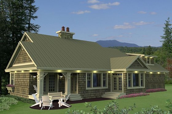 Exterior - Rear Elevation for Craftsman House Plan #51-550 - 3 bed, 2.5 bath